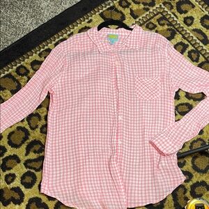 C&C California Pink Gingham Button-Down Shirt Women’s Large Cotton Blend